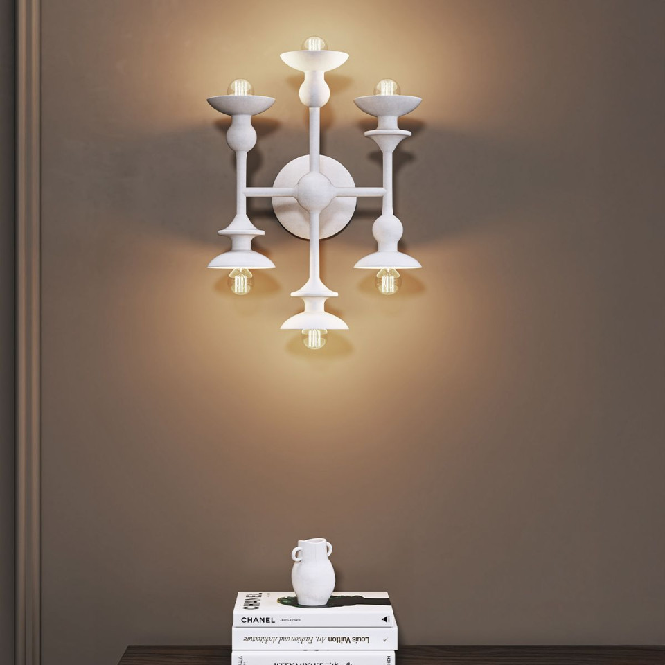 Cadence 6-ljus vägglampa antikvit 35.6 cm