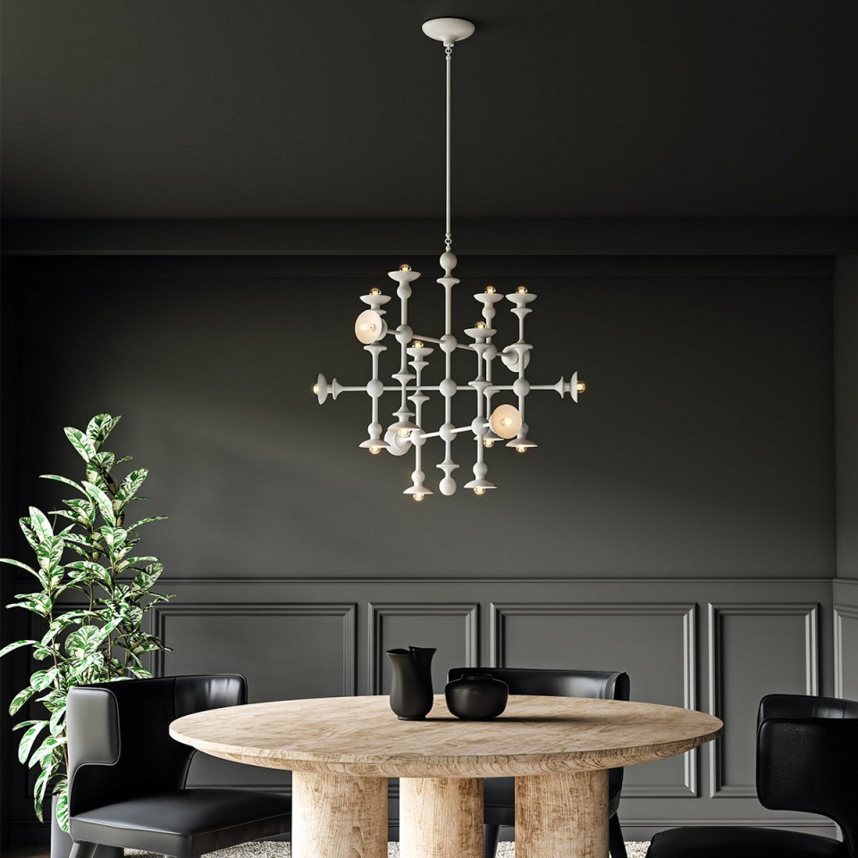 Cadence 18-lt chandelier antique white 76.2 cm