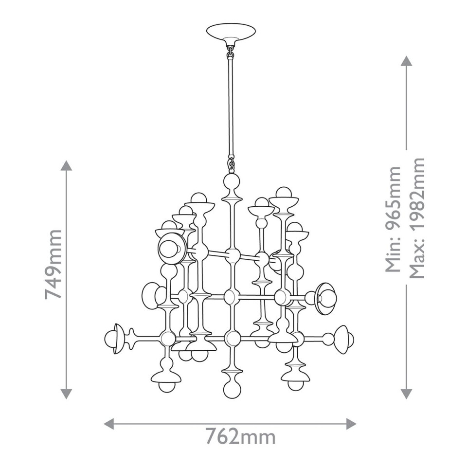 Cadence 18-lt chandelier antique white 76.2 cm