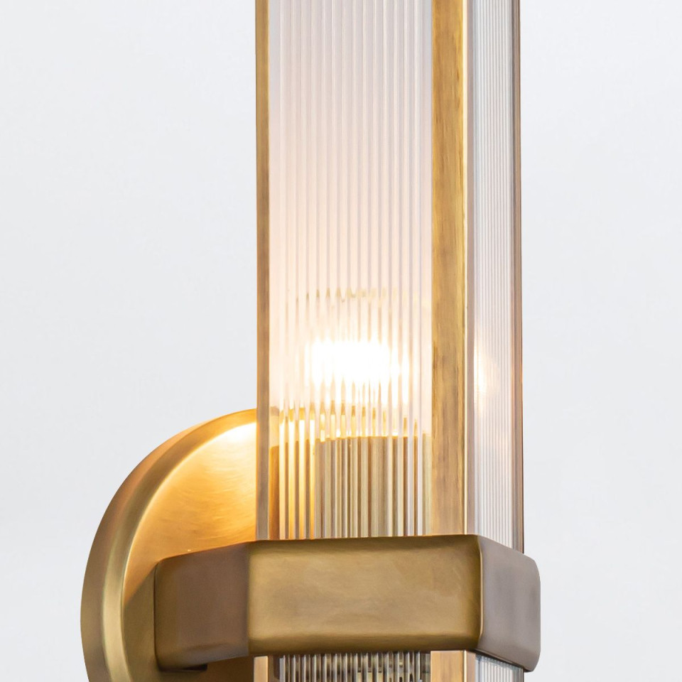 Cairo 1-ljus vägglampa mässing/klar 38,5 cm