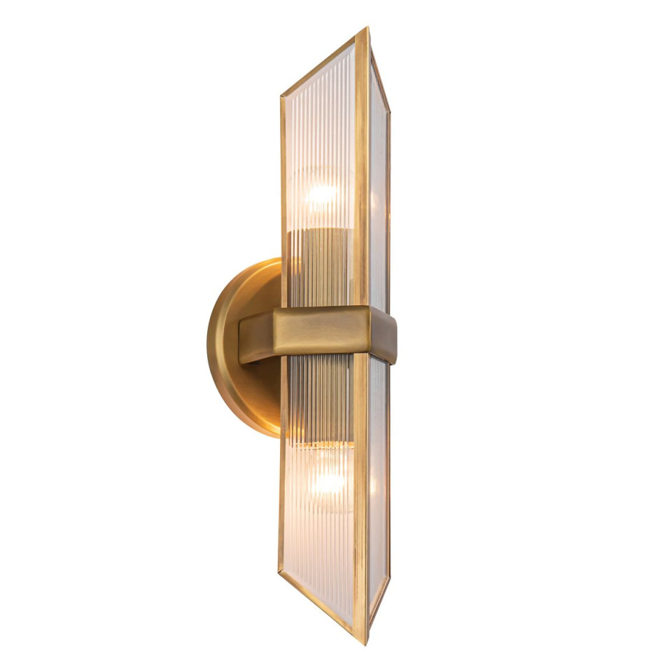 Cairo 2-lt wall light vintage brass/clear 38.5 cm