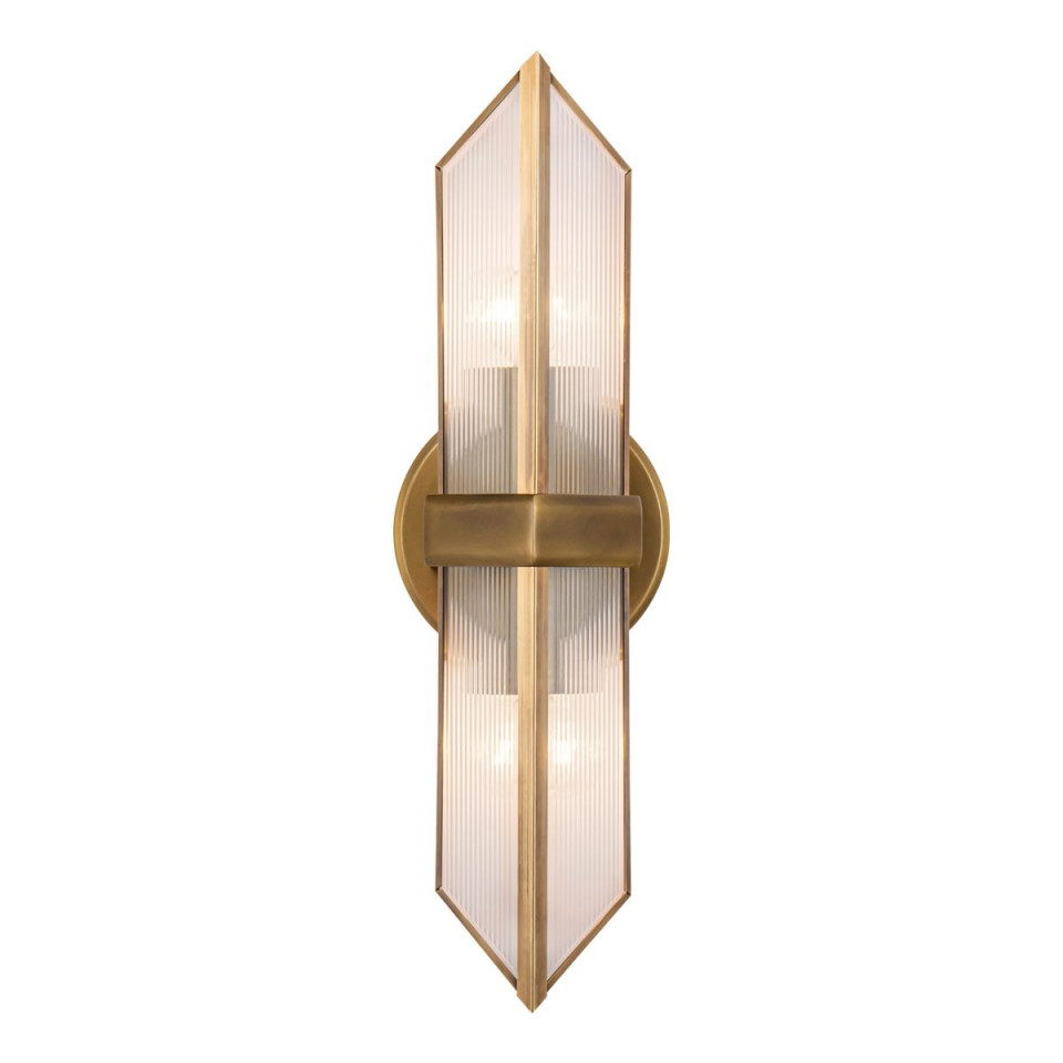 Cairo 2-lt wall light vintage brass/clear 38.5 cm