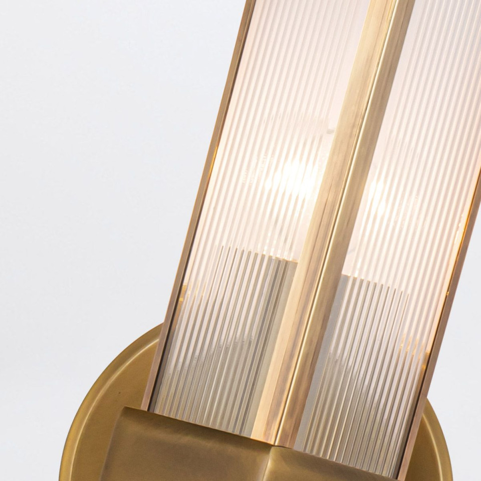 Cairo 2-lt wall light vintage brass/clear 38.5 cm