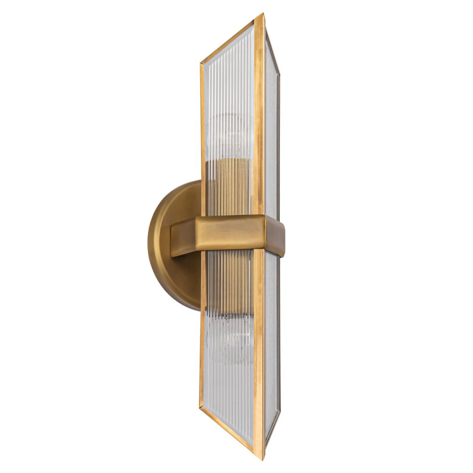 Cairo 2-lt wall light vintage brass/clear 38.5 cm