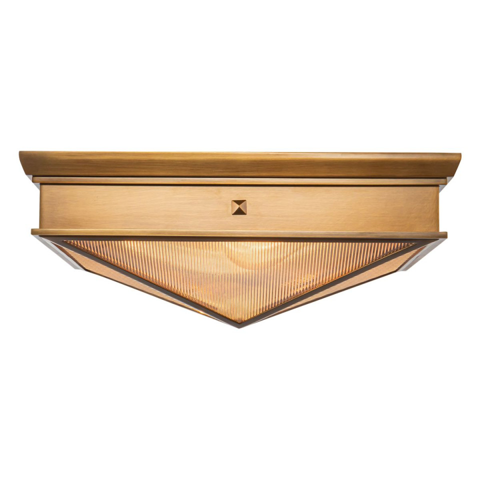 Cairo 2-lt flush ceiling light vintage brass/clear 37.1 cm