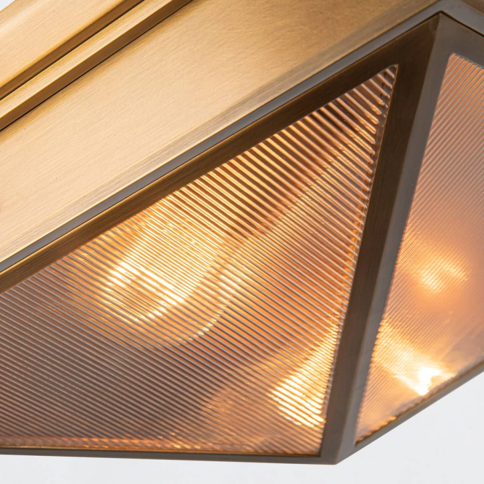Cairo 2-lt flush ceiling light vintage brass/clear 37.1 cm