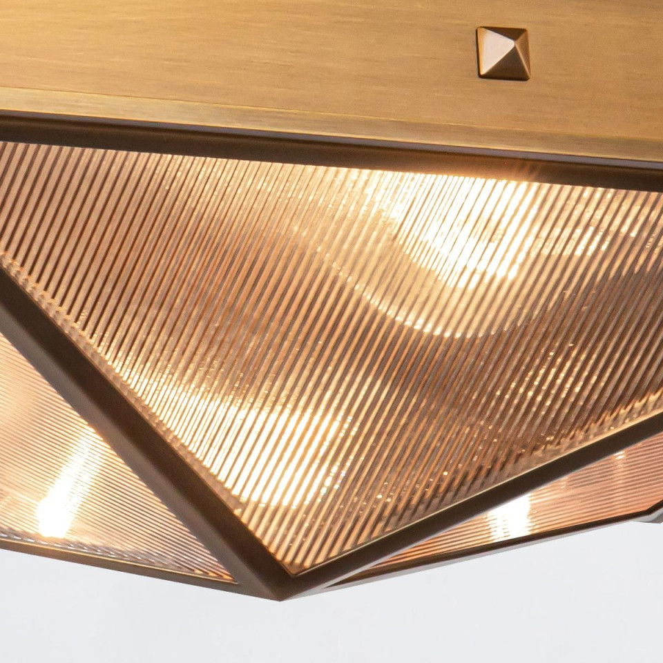 Cairo 2-lt flush ceiling light vintage brass/clear 37.1 cm