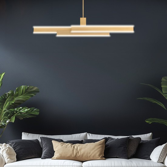 Cameno linear ceiling light matte gold 114.5 cm