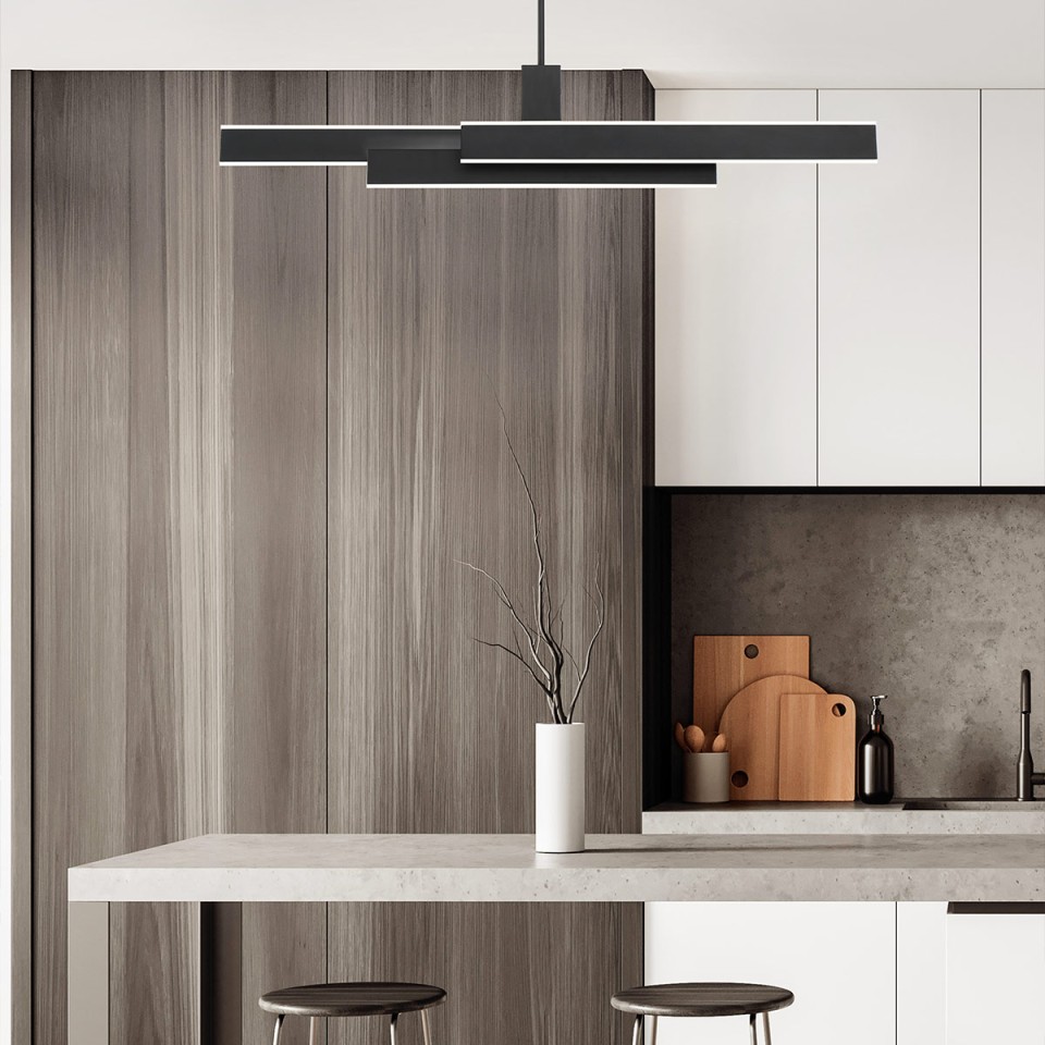 Cameno linear ceiling light matte black 114.5 cm