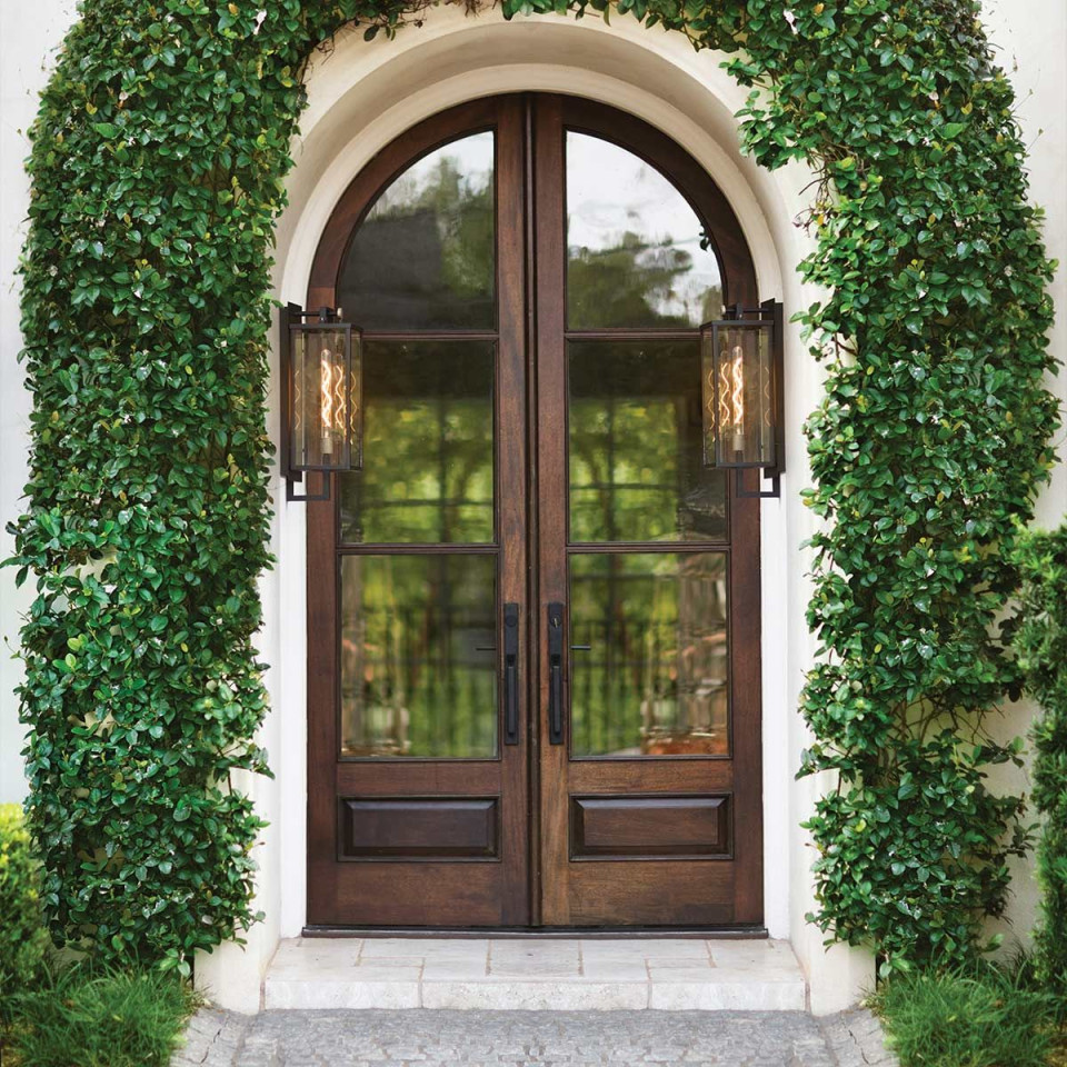 Catalina 1-ljus stor utomhusvägglykta svart/polerad brons 60 cm IP44