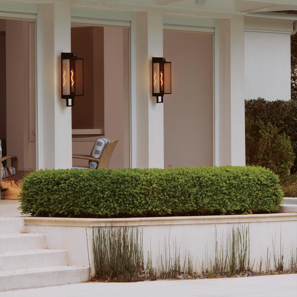 Catalina 1-ljus stor utomhusvägglykta svart/polerad brons 60 cm IP44