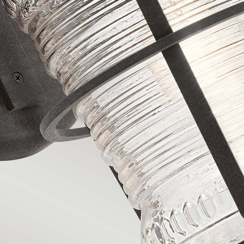 Chance Harbor 1-Lt Outdoor Wall Lamp Weathered Zinc/Clear 45.7cm Quintesse Lighting Chance Harbor 1-Lt Outdoor Wall Lamp Weathered Zinc/Clear 45.7cm