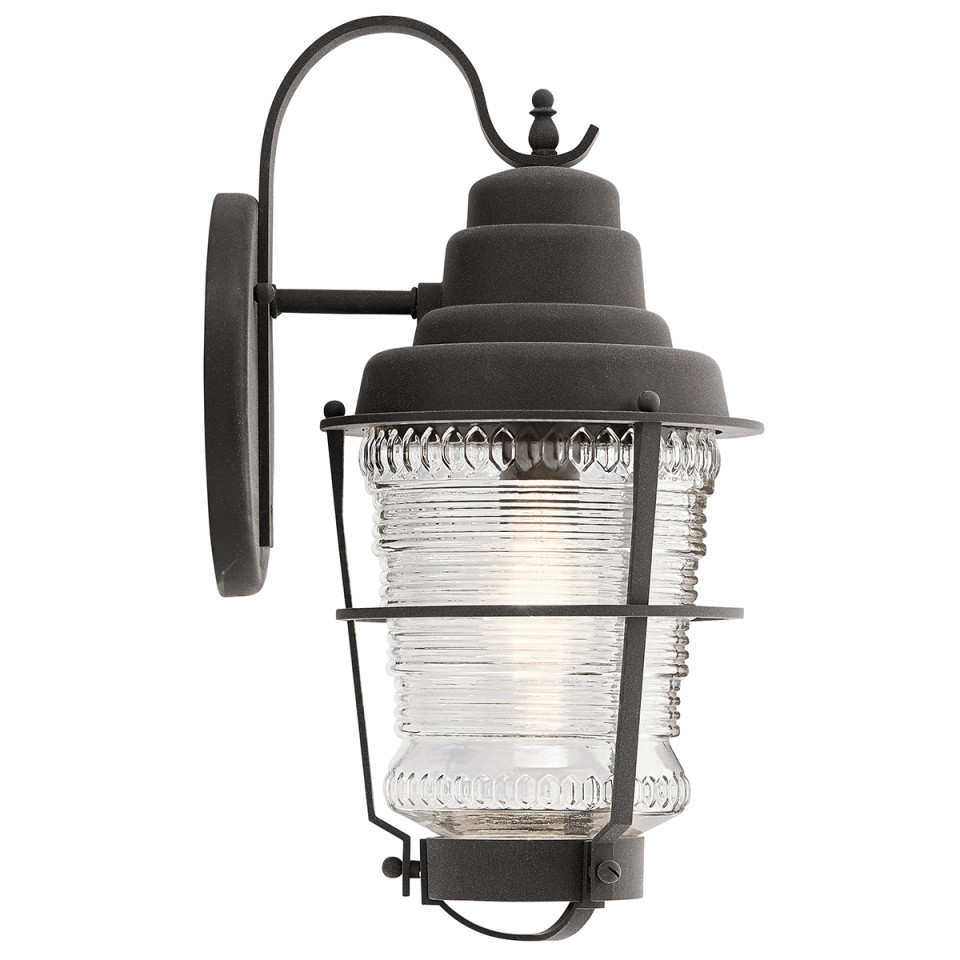 Chance Harbor 1-Lt Outdoor Wall Lamp Weathered Zinc/Clear 45.7cm Quintesse Lighting Chance Harbor 1-Lt Outdoor Wall Lamp Weathered Zinc/Clear 45.7cm