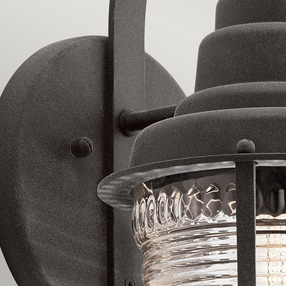 Chance Harbor 1-Lt Outdoor Wall Lamp Weathered Zinc/Clear 36.8cm Quintesse Lighting Chance Harbor 1-Lt Outdoor Wall Lamp Weathered Zinc/Clear 36.8cm