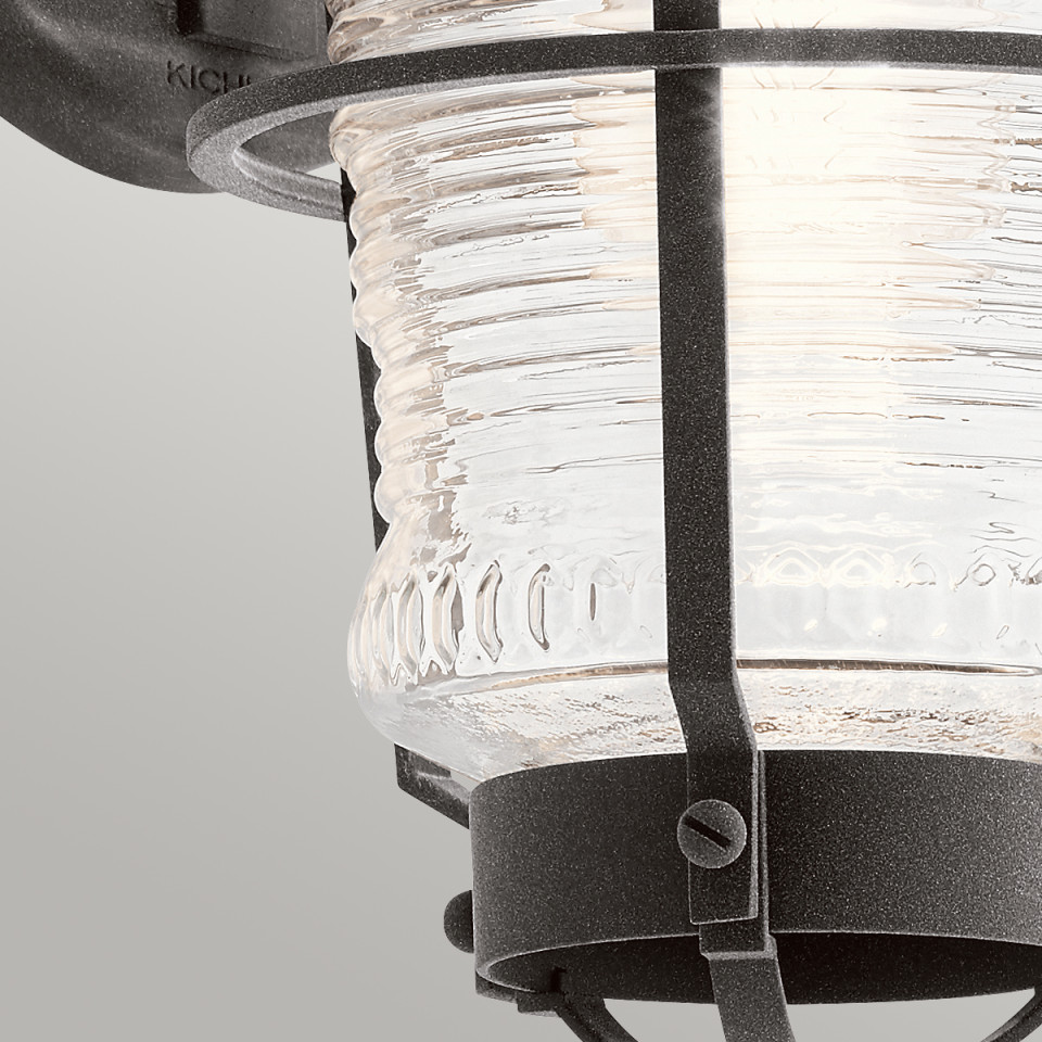 Chance Harbor 1-Lt Outdoor Wall Lamp Weathered Zinc/Clear 36.8cm Quintesse Lighting Chance Harbor 1-Lt Outdoor Wall Lamp Weathered Zinc/Clear 36.8cm