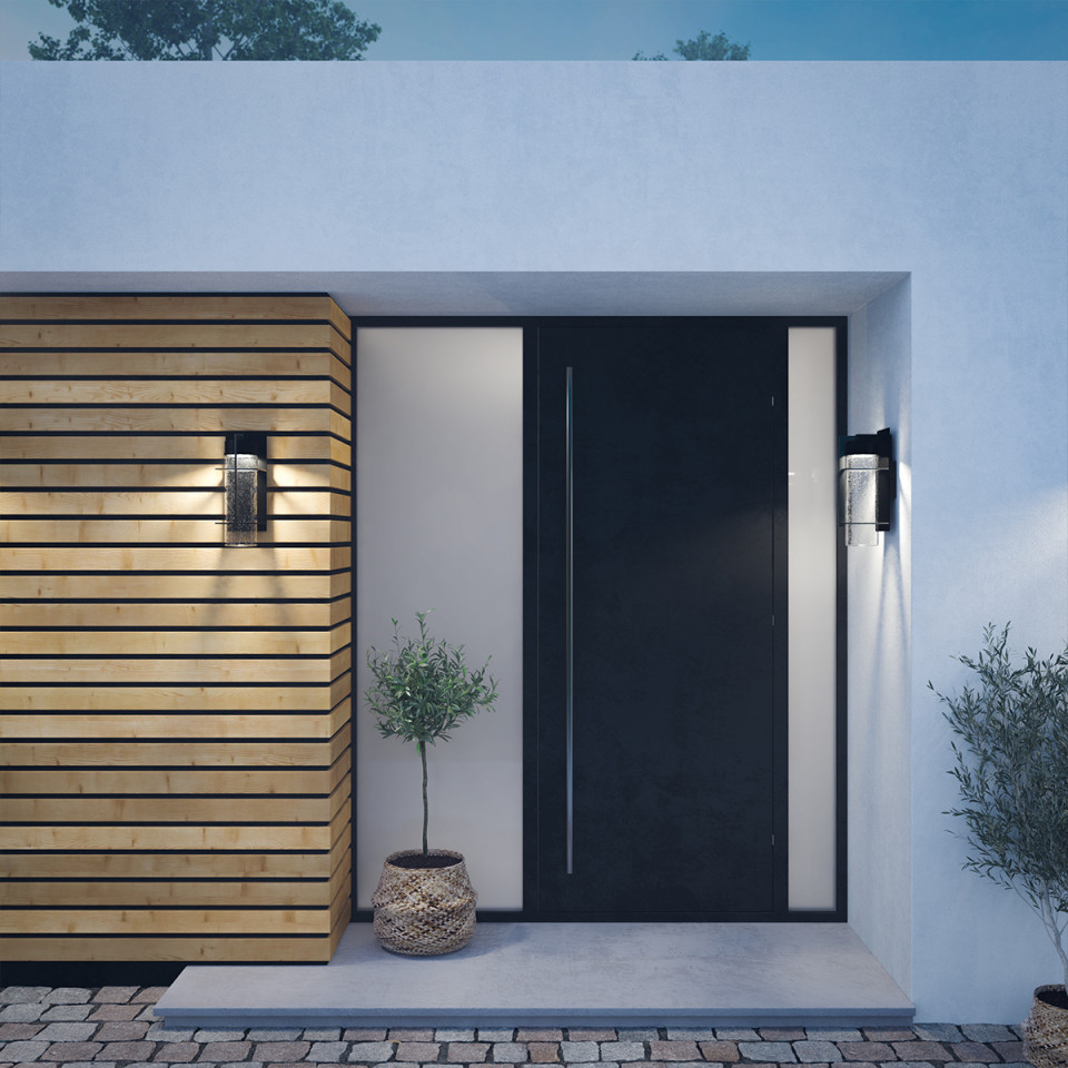 Eames Large LED Outdoor Wall Lamp Earth Black 41cm Quintesse Lighting Eames Large LED Outdoor Wall Lamp Earth Black 41cm