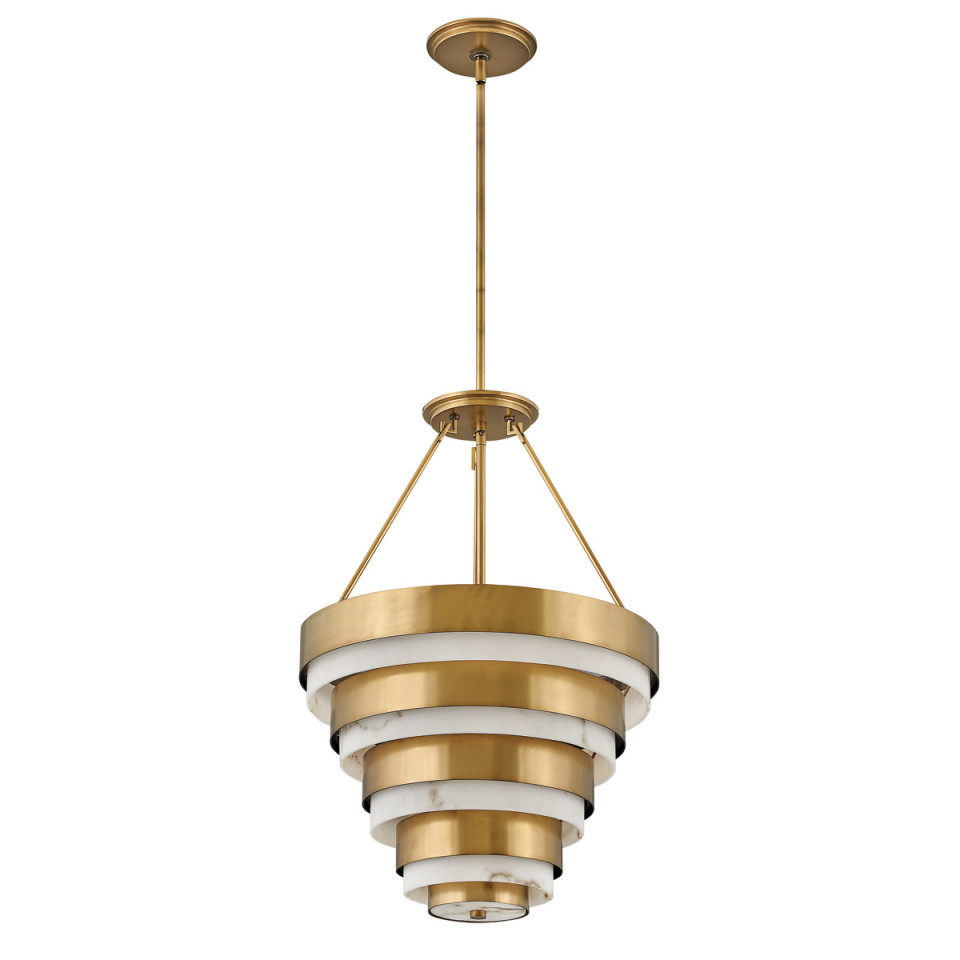 Echelon 4-Lt Ceiling Lamp Heritage Brass/White 45.5cm Quintesse Lighting Echelon 4-Lt Ceiling Lamp Heritage Brass/White 45.5cm