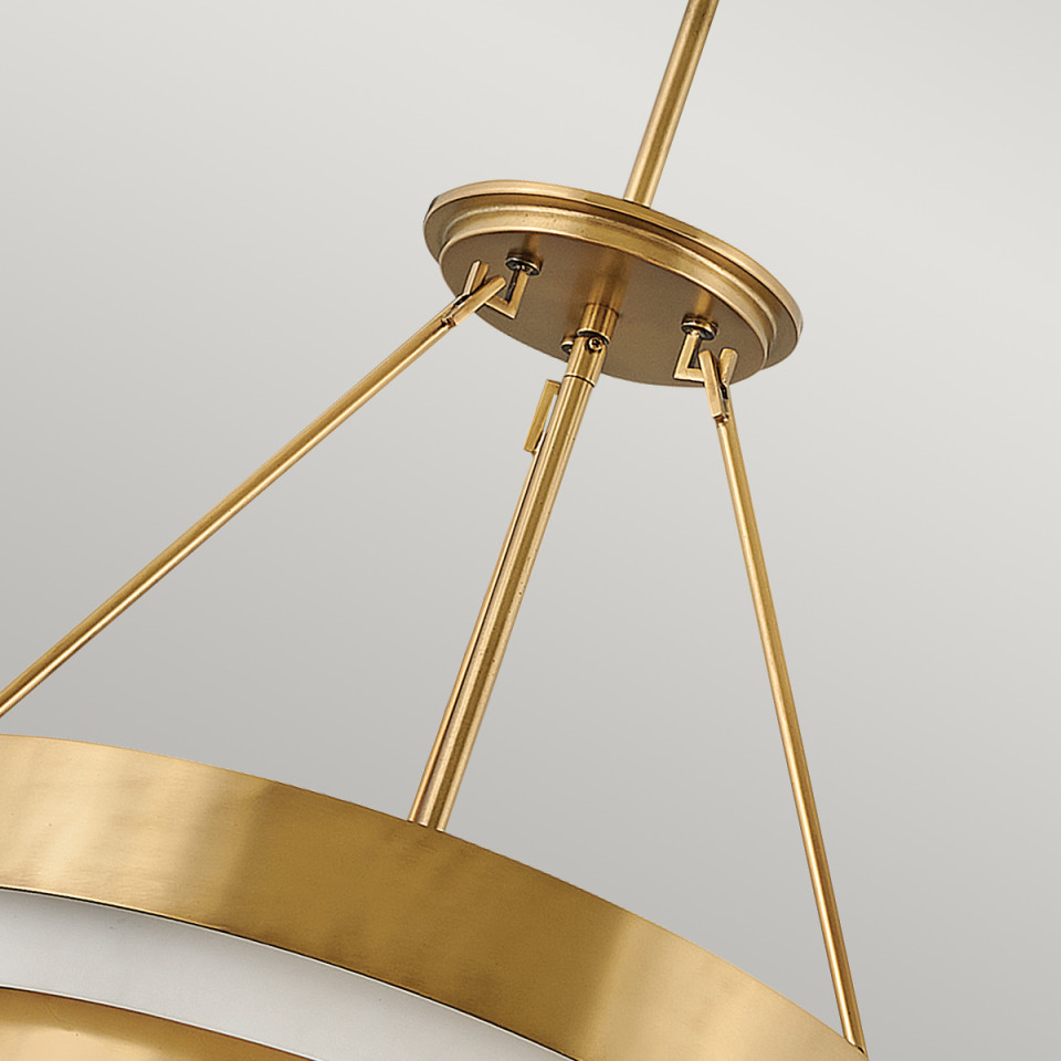 Echelon 4-Lt Ceiling Lamp Heritage Brass/White 45.5cm Quintesse Lighting Echelon 4-Lt Ceiling Lamp Heritage Brass/White 45.5cm