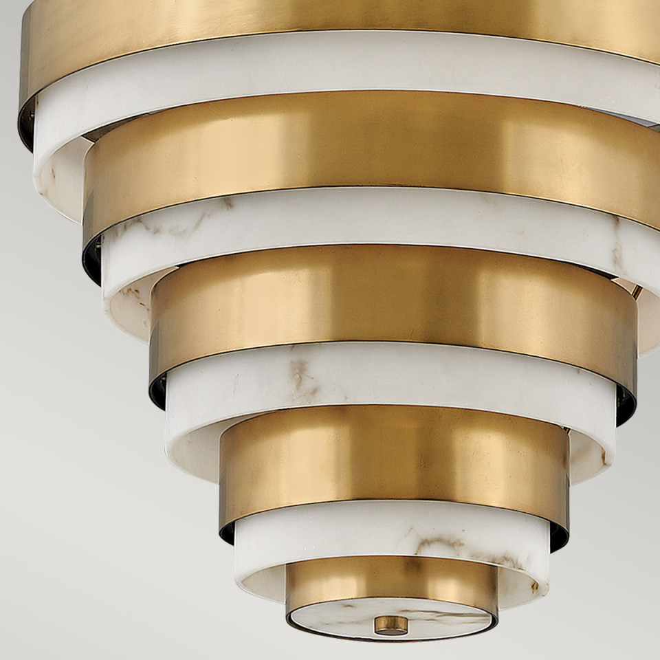 Echelon 4-Lt Ceiling Lamp Heritage Brass/White 45.5cm Quintesse Lighting Echelon 4-Lt Ceiling Lamp Heritage Brass/White 45.5cm