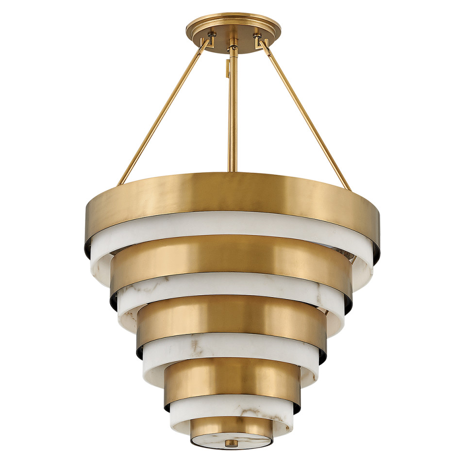 Echelon 4-Lt Ceiling Lamp Heritage Brass/White 45.5cm Quintesse Lighting Echelon 4-Lt Ceiling Lamp Heritage Brass/White 45.5cm