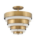 Echelon 3-Lt Semi-Flush Fitting Light Heritage Brass/White 37.3cm Quintesse Lighting Echelon 3-Lt Semi-Flush Fitting Light Heritage Brass/White 37.3cm