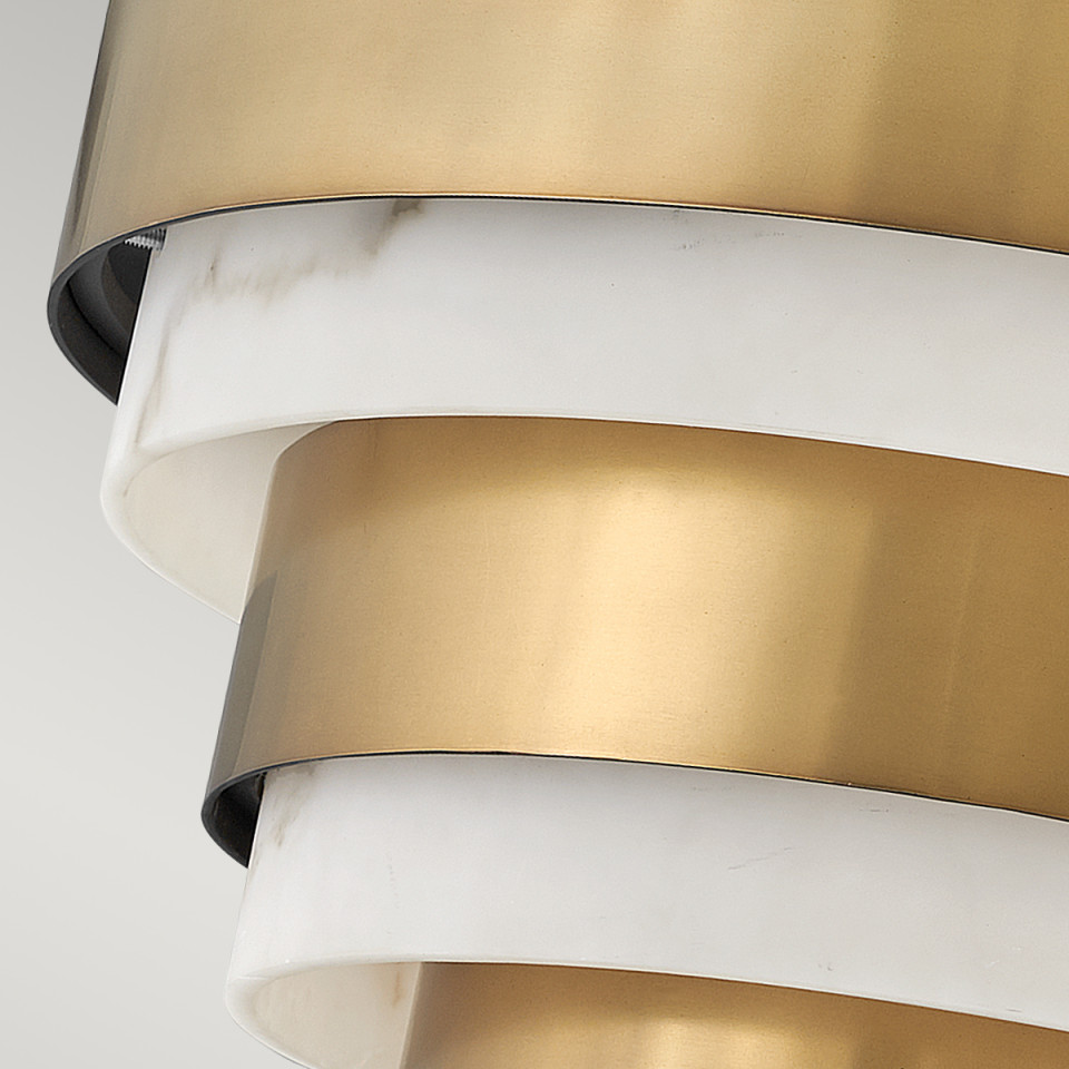 Echelon 3-Lt Semi-Flush Fitting Light Heritage Brass/White 37.3cm Quintesse Lighting Echelon 3-Lt Semi-Flush Fitting Light Heritage Brass/White 37.3cm