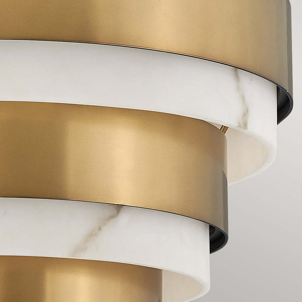 Echelon 3-Lt Semi-Flush Fitting Light Heritage Brass/White 37.3cm Quintesse Lighting Echelon 3-Lt Semi-Flush Fitting Light Heritage Brass/White 37.3cm