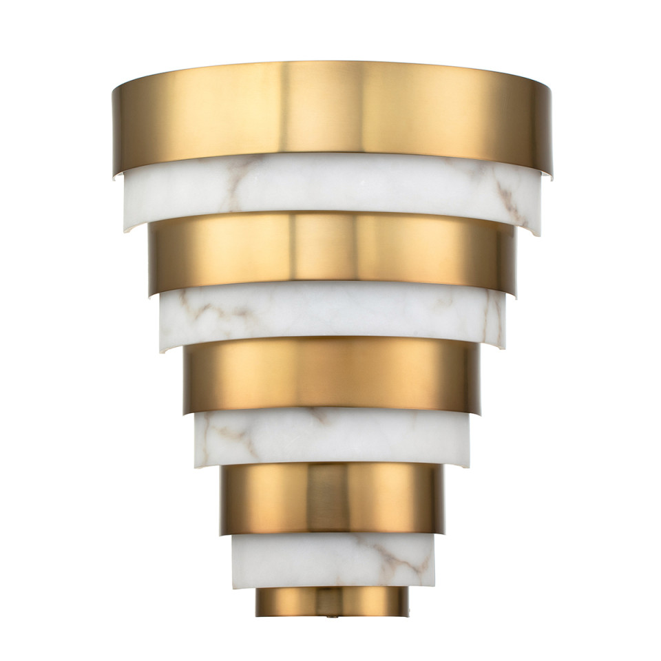 Echelon 1-Lt LED Wall Light Heritage Brass/White 35.7cm Quintesse Lighting Echelon 1-Lt LED Wall Light Heritage Brass/White 35.7cm