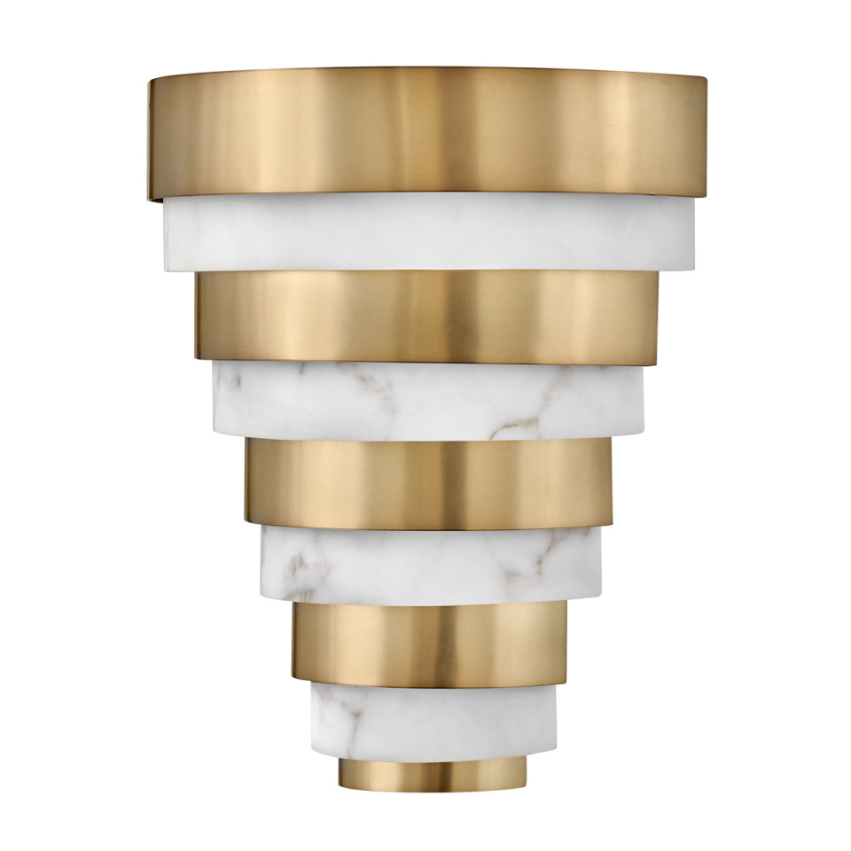 Echelon 1-Lt LED Wall Light Heritage Brass/White 35.7cm Quintesse Lighting Echelon 1-Lt LED Wall Light Heritage Brass/White 35.7cm