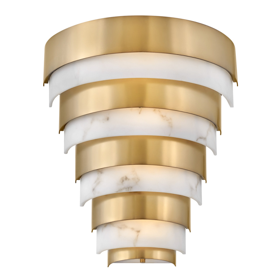 Echelon 1-Lt LED Wall Light Heritage Brass/White 35.7cm Quintesse Lighting Echelon 1-Lt LED Wall Light Heritage Brass/White 35.7cm