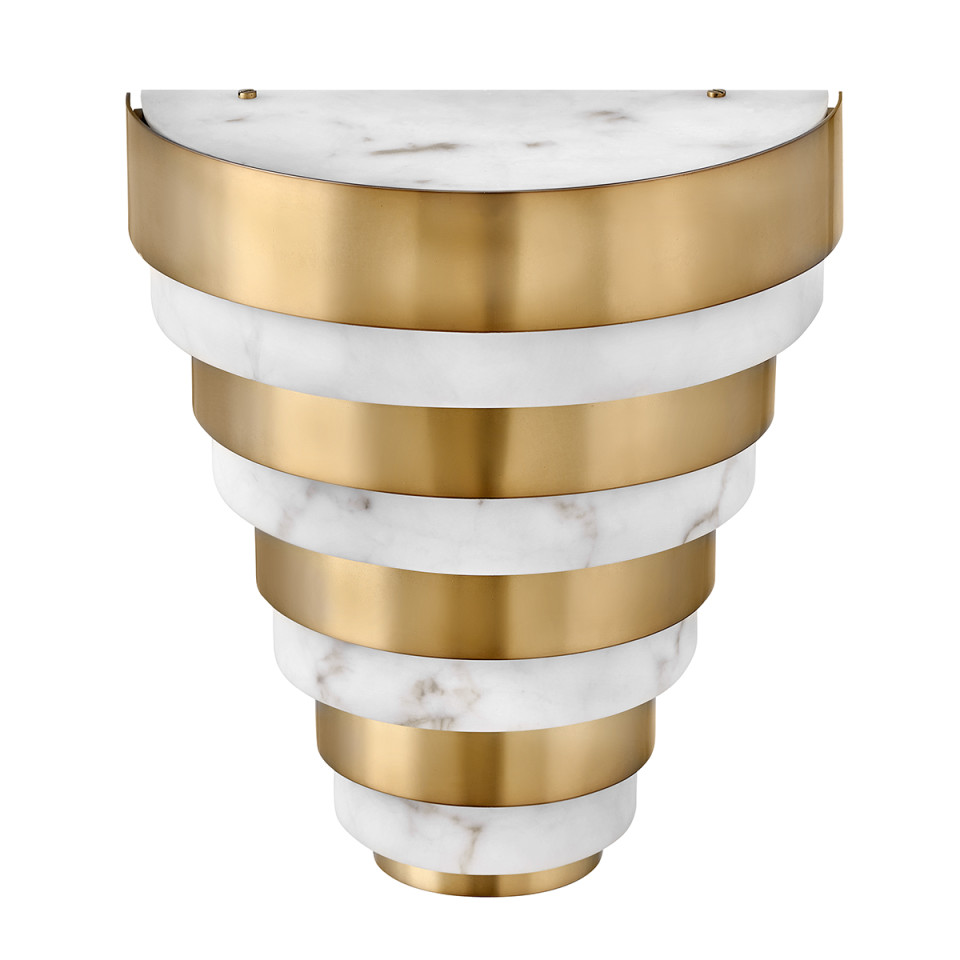 Echelon 1-Lt LED Wall Light Heritage Brass/White 35.7cm Quintesse Lighting Echelon 1-Lt LED Wall Light Heritage Brass/White 35.7cm