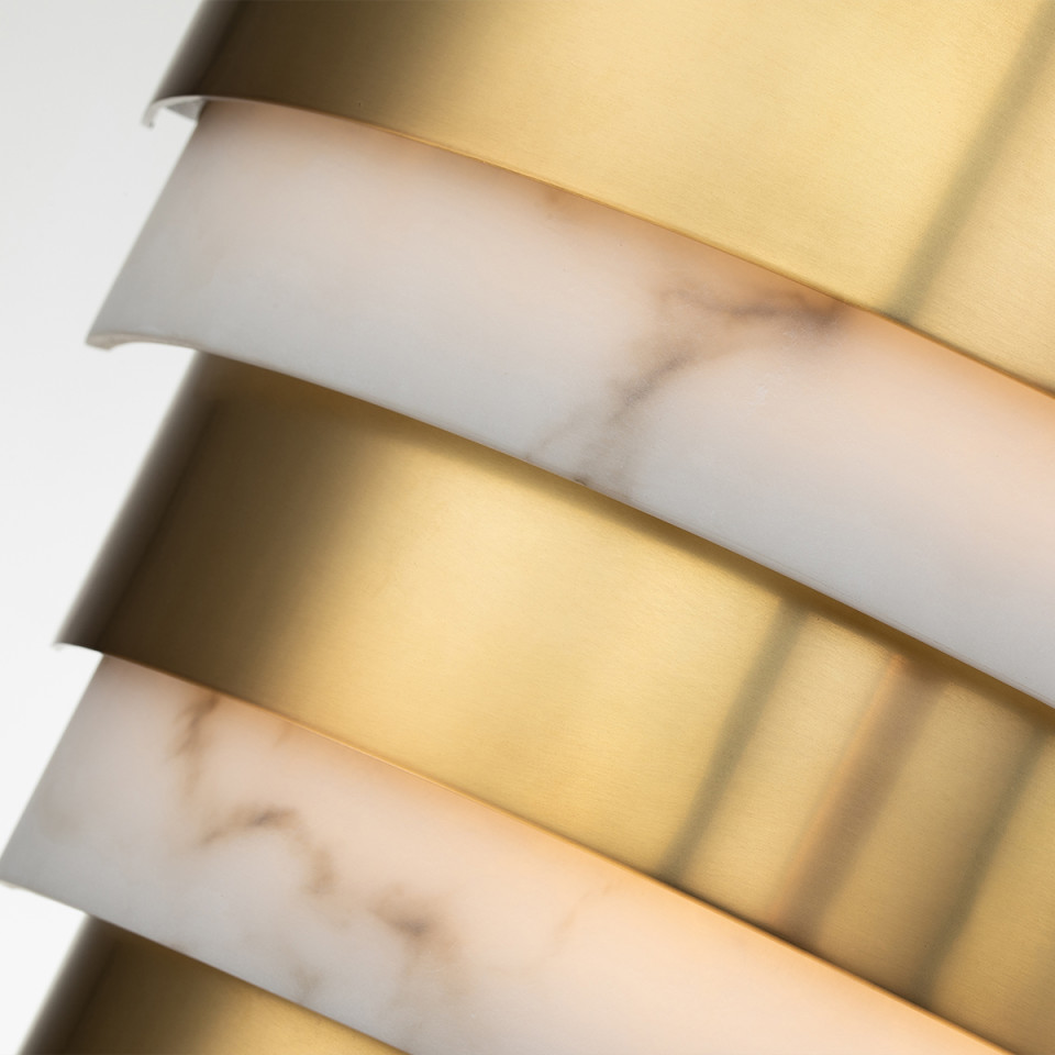 Echelon 1-Lt LED Wall Light Heritage Brass/White 35.7cm Quintesse Lighting Echelon 1-Lt LED Wall Light Heritage Brass/White 35.7cm