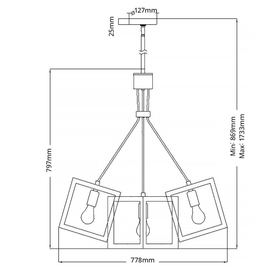 Ensemble 5-lt taklampa polerad nickel 77.8cm