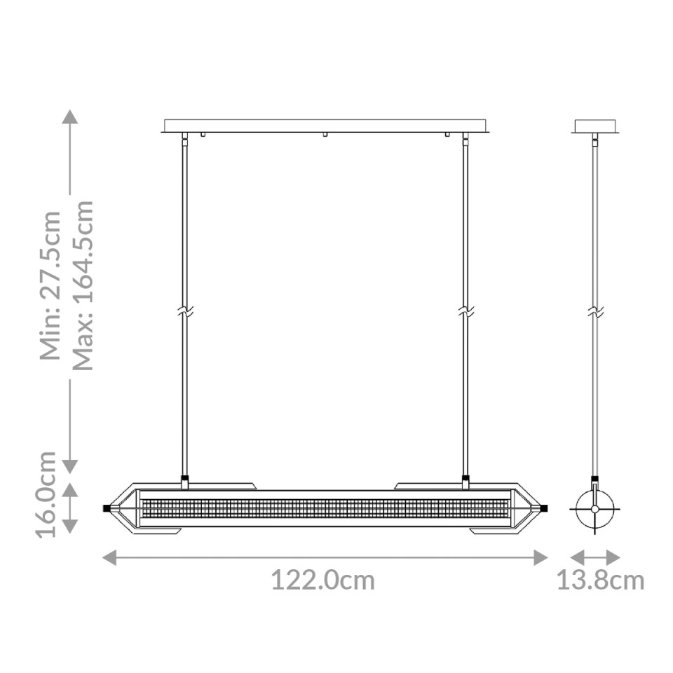 Espada linjär taklampa polerad krom 122 cm Eurofase Espada linjär taklampa polerad krom 122 cm