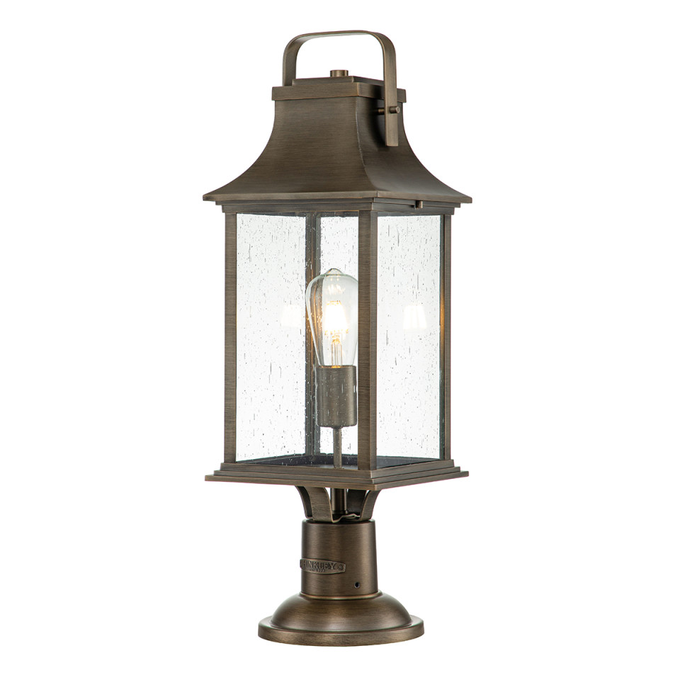 Grant 1-Lt Large Outdoor Pedestal Lantern Burnished Bronze 64.8cm Quintesse Lighting Grant 1-Lt Large Outdoor Pedestal Lantern Burnished Bronze 64.8cm