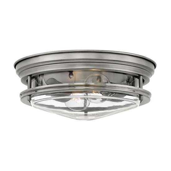 Hadrian 2-lt plafond antik nickel/klar 30,5cm IP44