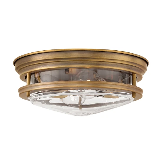 Hadrian 2-ljus plafond borstad brons/klar 30,5cm IP44