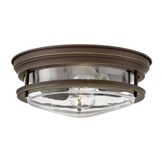 Hadrian 2-ljus plafond oljeborstad brons/klar 30,5cm IP44