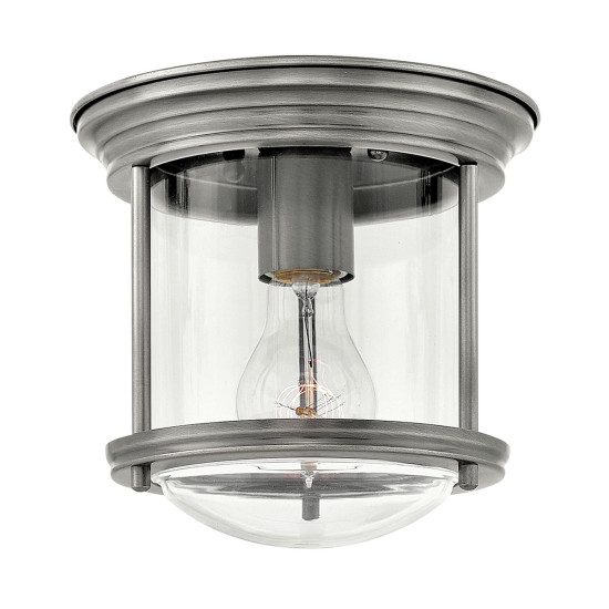 Hadrian 1-Lt Flush Fitting Light Antique Nickel/Clear 19.6cm IP44 Hadrian 1-Lt Flush Fitting Light Antique Nickel/Clear 19.6cm IP44