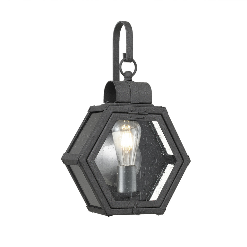 Heath 1-Lt Small Outdoor Wall Lantern Mottled Black 41.8cm Quintesse Lighting Heath 1-Lt Small Outdoor Wall Lantern Mottled Black 41.8cm