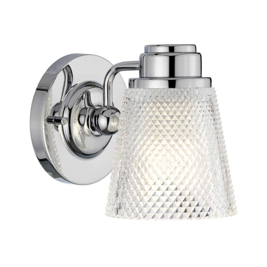 Hudson 1 Wall Lamp Polished Chrome/Glass 16cm IP44