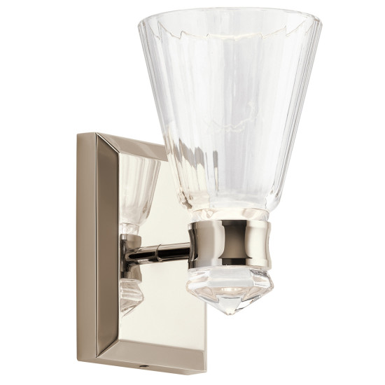 Kayva 1-ljus vägglampa polerad nickel/glas 24,7cm IP44 Kayva 1-ljus vägglampa polerad nickel/glas 24,7cm IP44