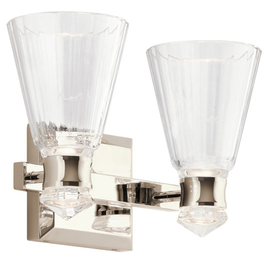 Kayva 2-ljus vägglampa polerad nickel/glas 36,8cm IP44 Kayva 2-ljus vägglampa polerad nickel/glas 36,8cm IP44