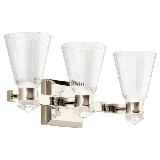 Kayva 3-ljus vägglampa polerad nickel/glas 60,8cm IP44