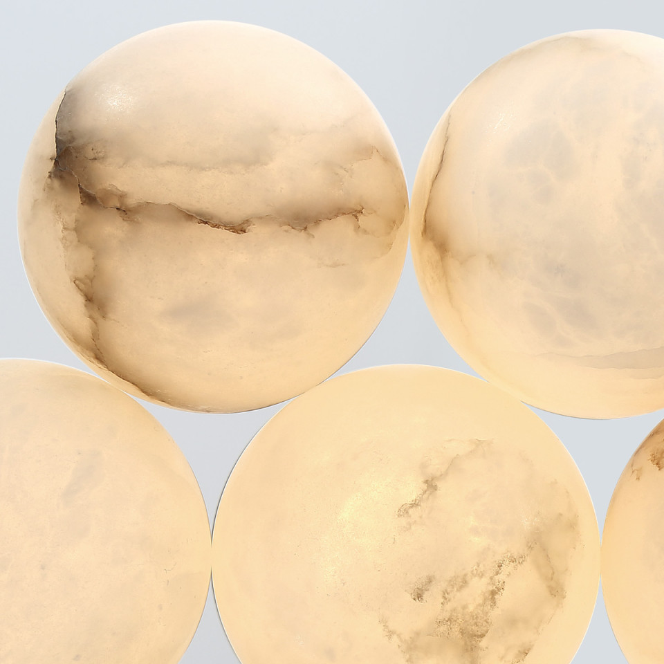 Kepler 7-lt kluster taklampa alabaster/guld 45,6 cm Eurofase Kepler 7-lt kluster taklampa alabaster/guld 45,6 cm