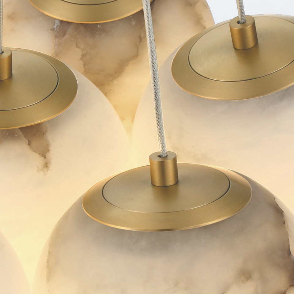 Kepler 7-lt kluster taklampa alabaster/guld 45,6 cm Eurofase Kepler 7-lt kluster taklampa alabaster/guld 45,6 cm