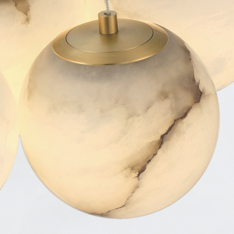 Kepler 7-lt kluster taklampa alabaster/guld 45,6 cm Eurofase Kepler 7-lt kluster taklampa alabaster/guld 45,6 cm