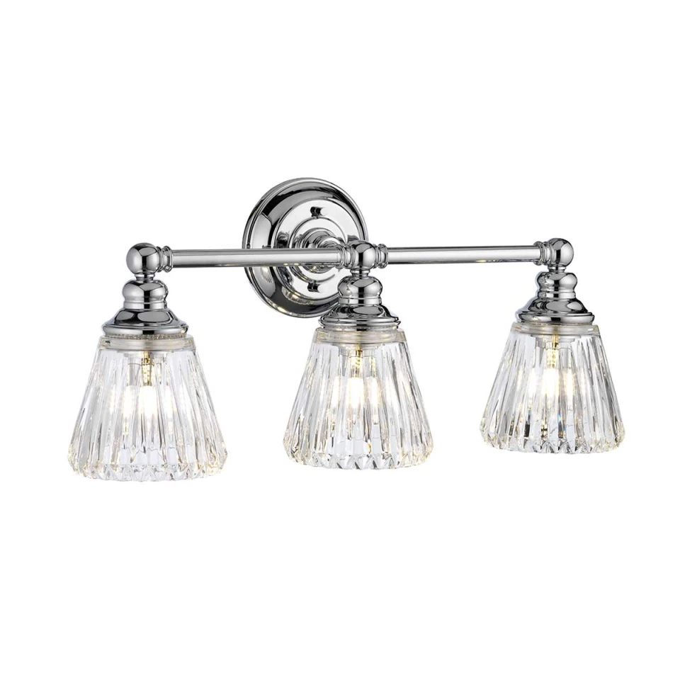 Keynes 3 Vägglampa Polerad Krom/Glas 25cm IP44
