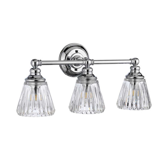 Keynes 3 Vägglampa Polerad Krom/Glas 25cm IP44 Keynes 3 Vägglampa Polerad Krom/Glas 25cm IP44