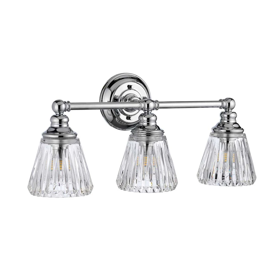Keynes 3 Vägglampa Polerad Krom/Glas 25cm IP44